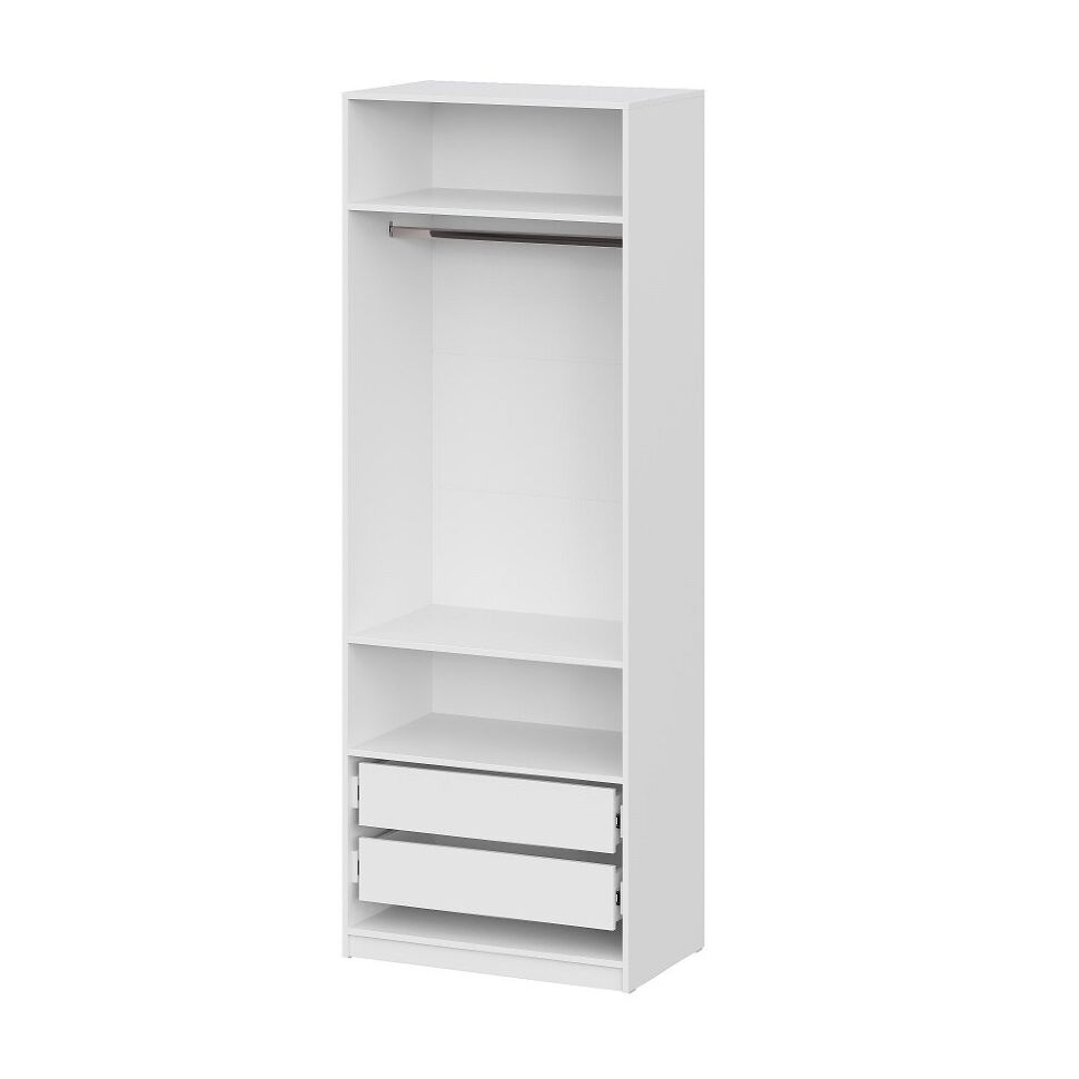 Шкаф распашной с наполнением (3 полки + 2 ящика + штанга) ШК 5 (800), Белый