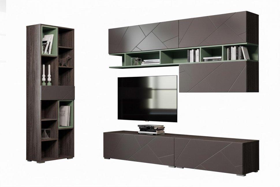 Гостиная Summit комплектация 8 Ясень анкор тёмный/софт графит/капучино