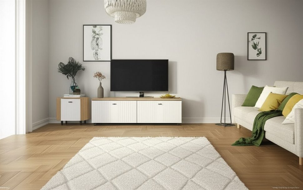 Тумба для ТВ cо створками Милан (SV-Мебель) Белый