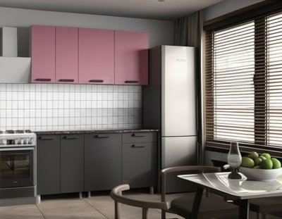 Кухня Осло 1,6 м, Карбон Сакура, Карбон Вулкан