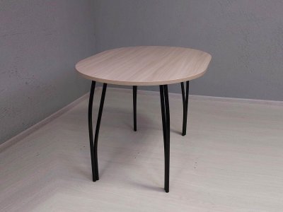 Стол СТ-10 овал Черный / Ясень Шимо светлый