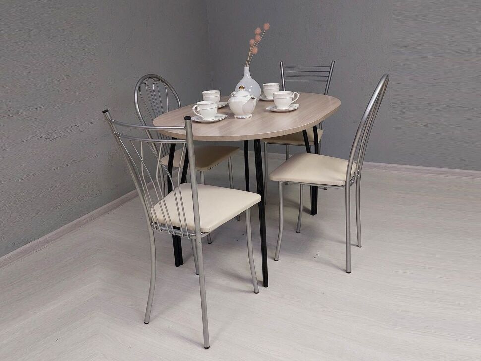 Стол СТ-10 овал Черный / Ясень Шимо светлый