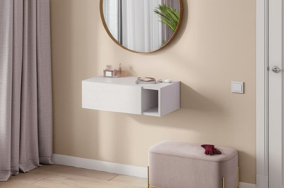 Тумба подвесная с ящиком и нишей Страйк (Арника) Белый текстурный