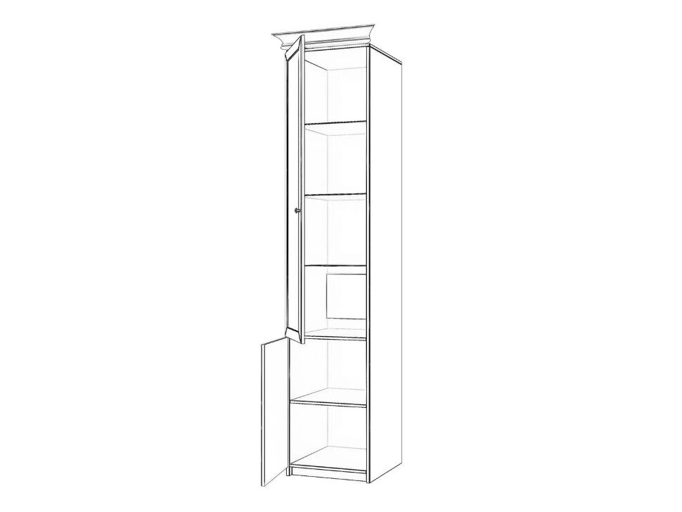Бэль Шкаф однодверный со стеклом + Карнизы 402/424 / Слоновая кость