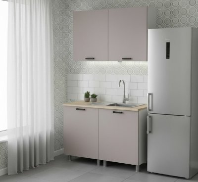 Кухня Аленушка 1,2м Лаванда Кашемир,скоба черный,сонома