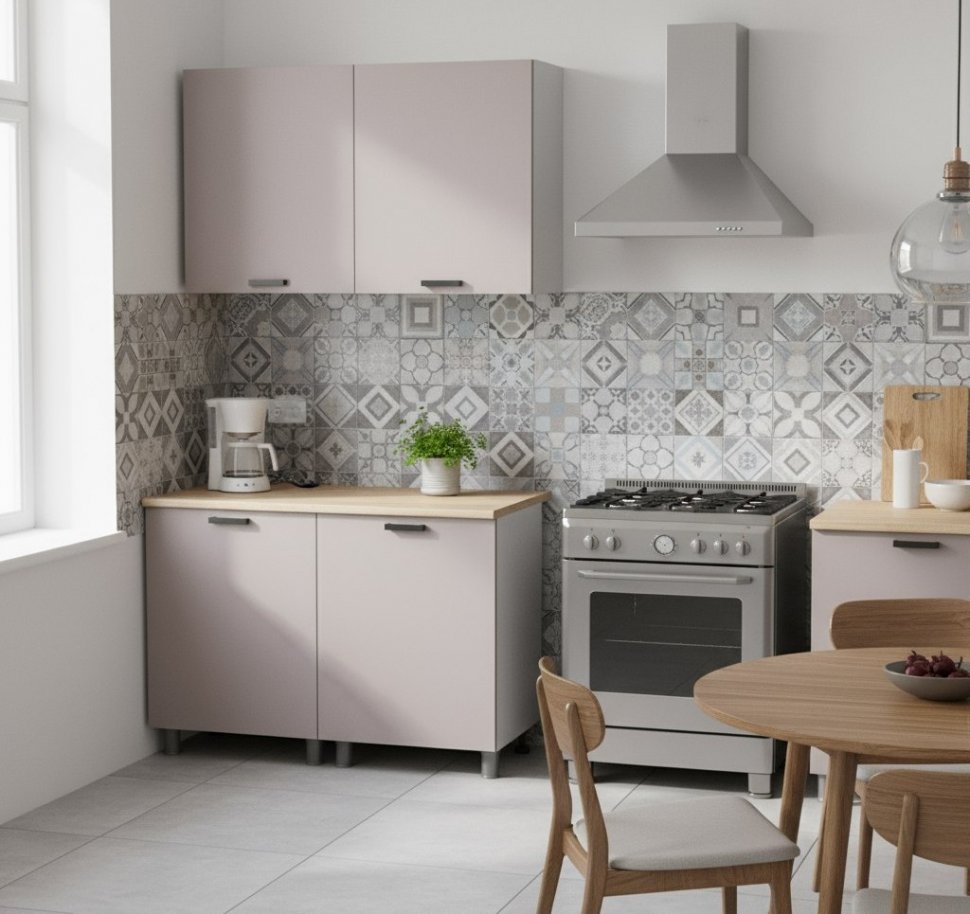 Кухня Аленушка 1,2м Лаванда Кашемир,скоба черный,сонома