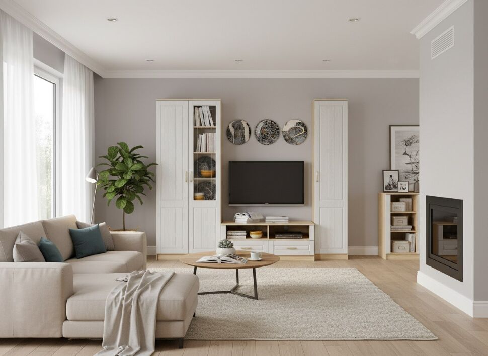 Гостиная Оливия 6 Дуб Сонома/белое дерево