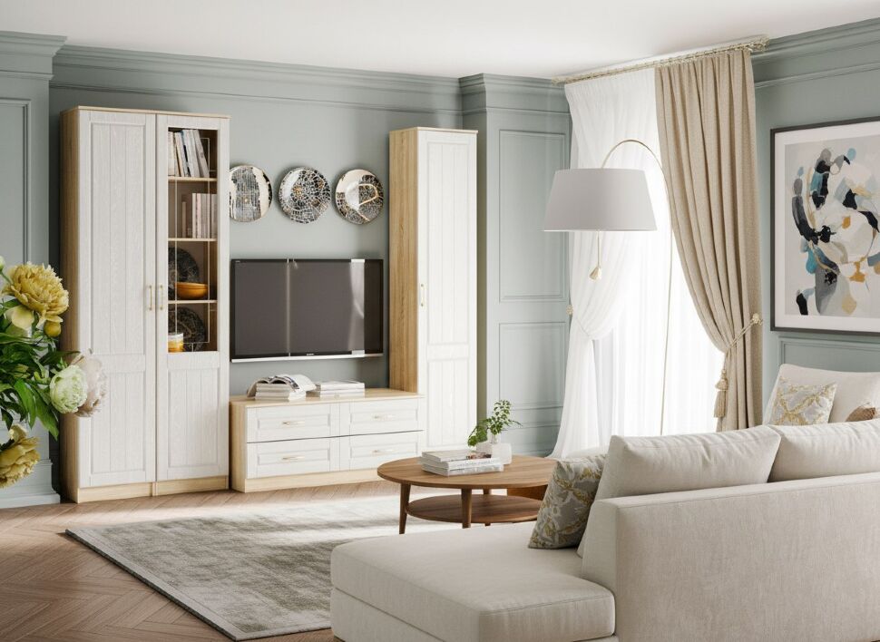 Гостиная Оливия 6 Дуб Сонома/белое дерево