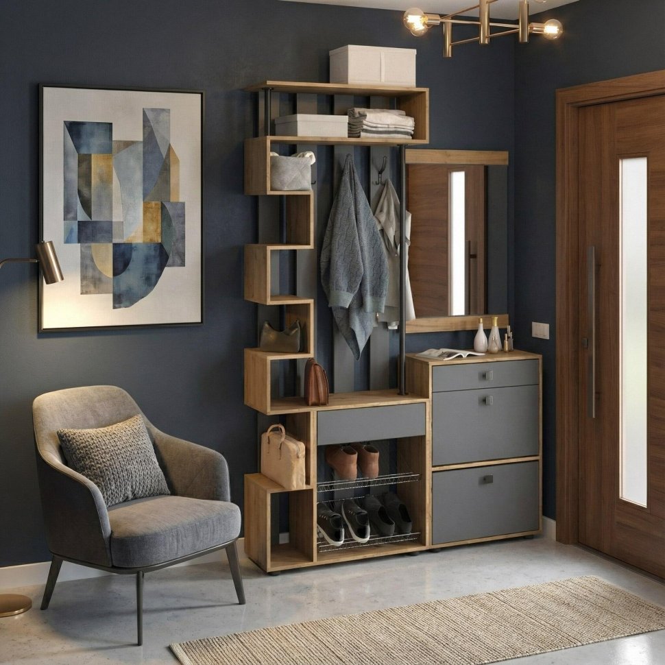 Прихожая мини-лайт компл. 2 дуб крафт/графит