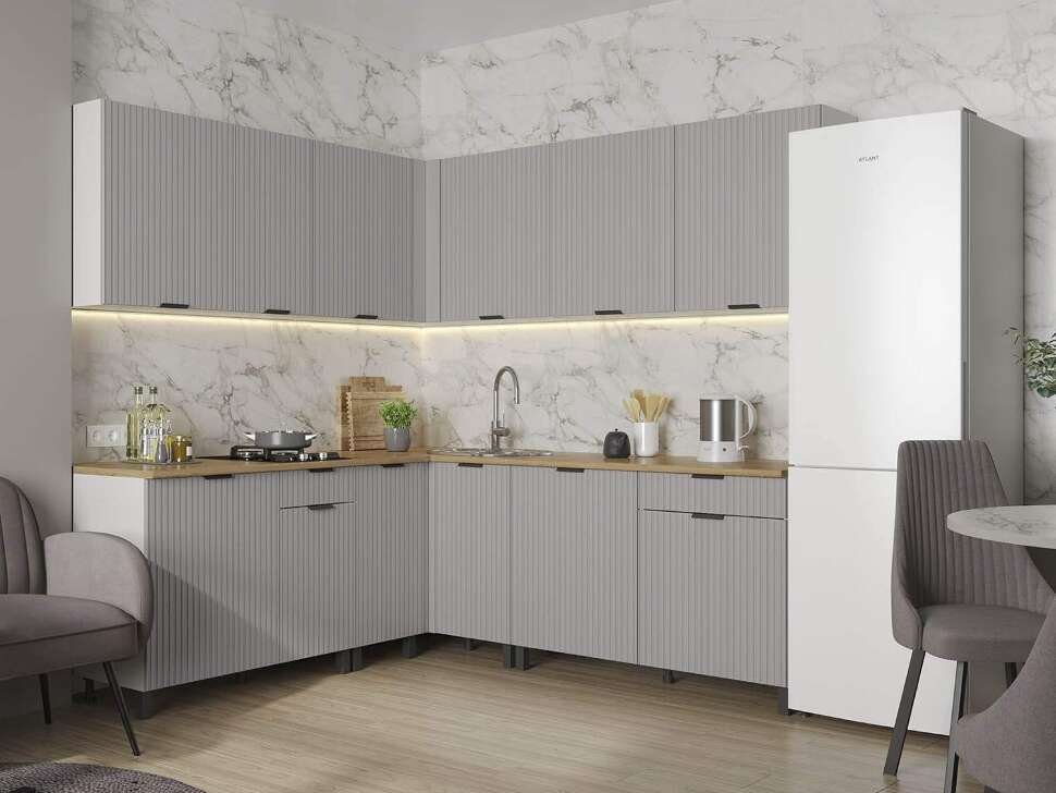 Кухня Венера угловая 2000 х 2200 МДФ Кашемир фрезерованный