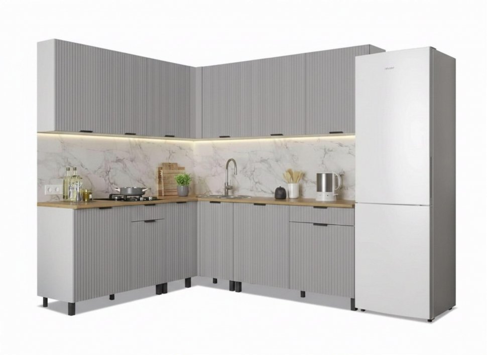 Кухня Венера угловая 2000 х 2200 МДФ Кашемир фрезерованный