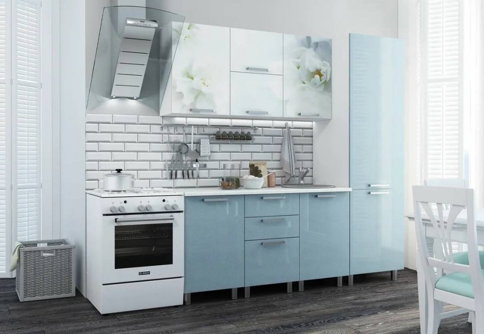 Готовая кухня Бьянка 2.1 м, голубая