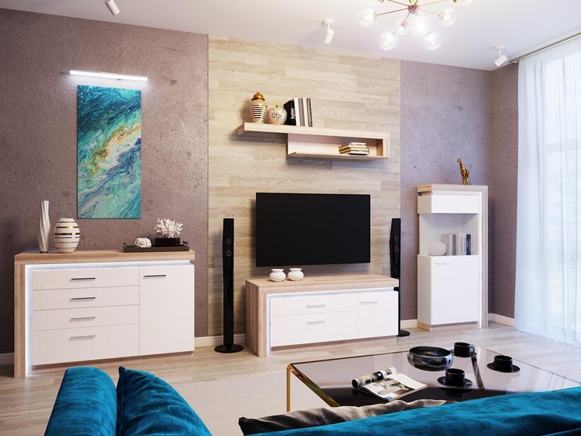 Полка навесная Люмен 04 Ижмебель (Дуб Сакраменто)