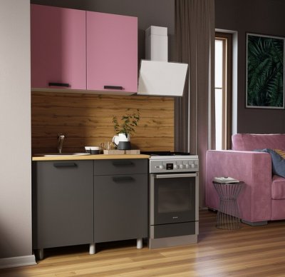 Кухня Осло 1 м, Карбон Сакура, Карбон Вулкан