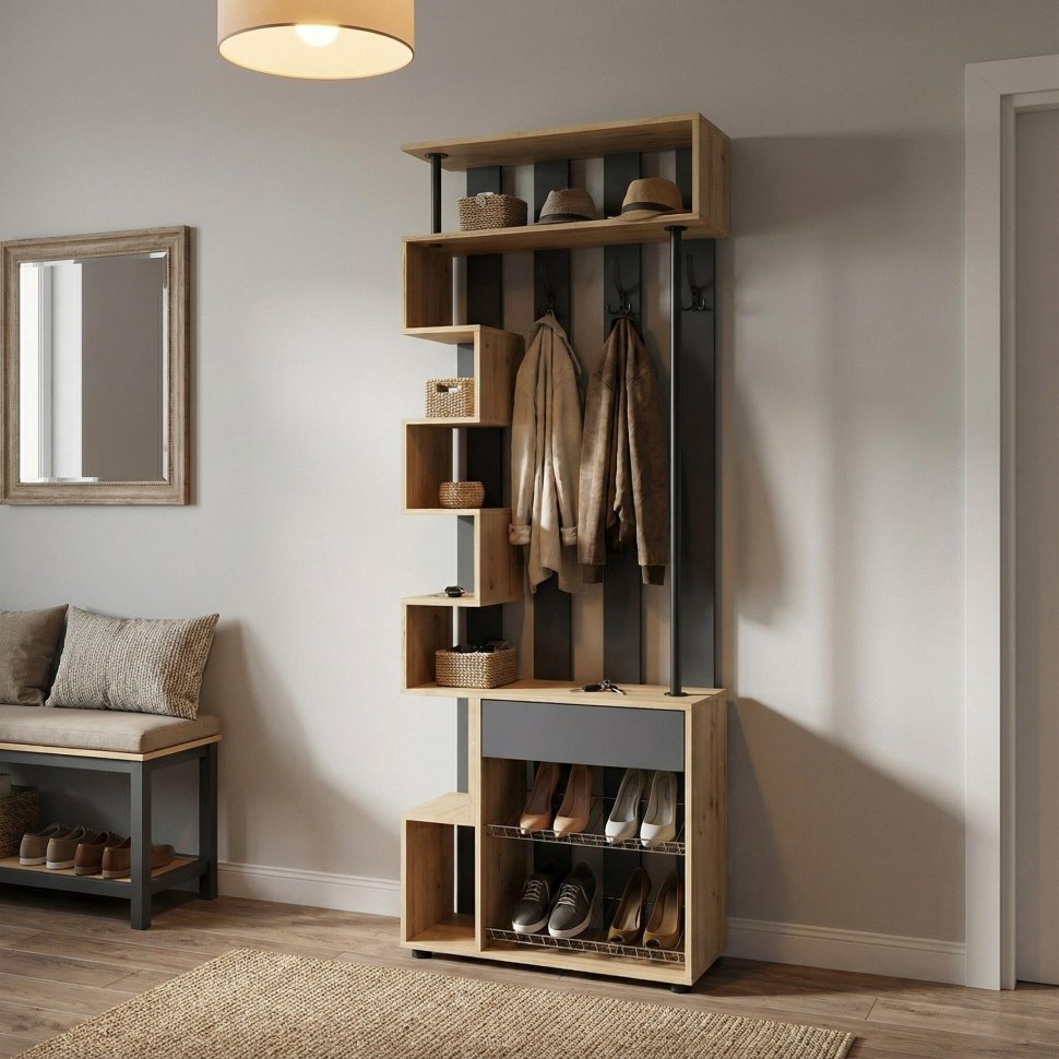 Прихожая мини-лайт МЛ-1 дуб крафт/графит