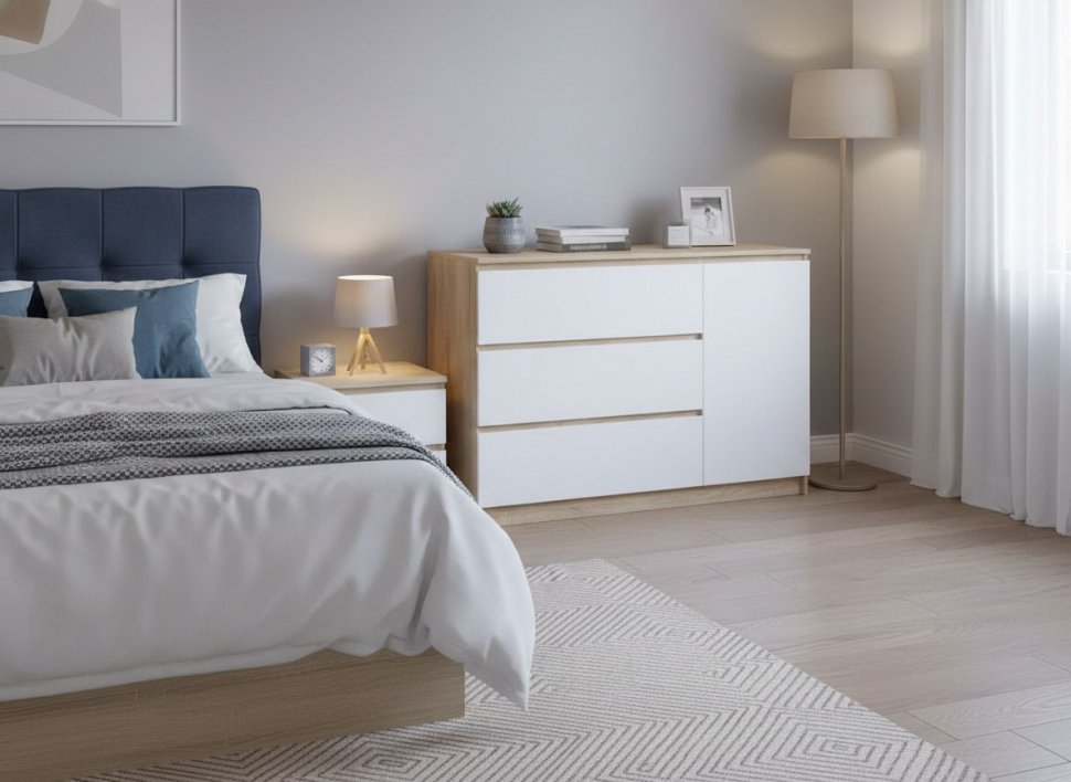 Комод Т-3Р Дуб Сонома/Белый