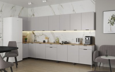 Кухня Венера угловая 1000 х 3700 МДФ Кашемир фрезерованный