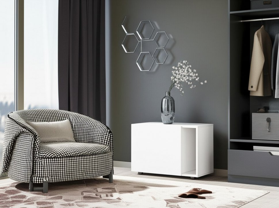 Тумба со створкой Страйк (Арника) Белый текстурный