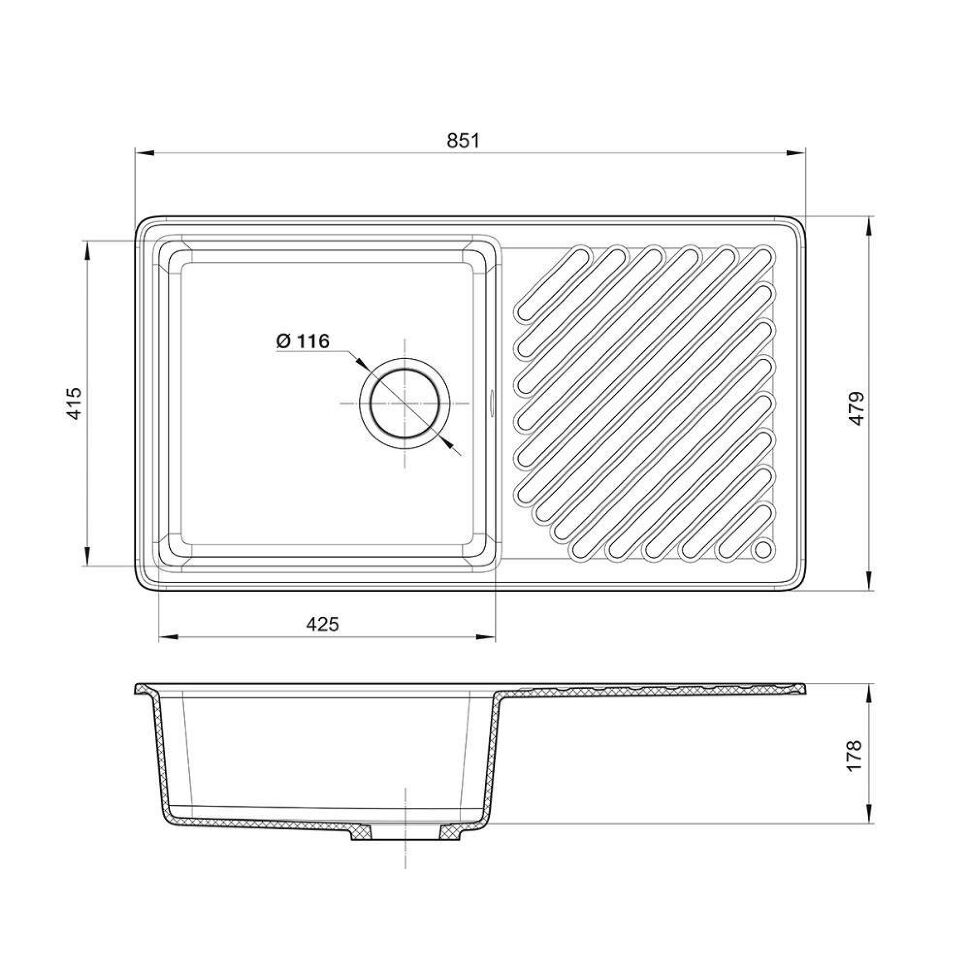 Мойка QUARZ 53, серый