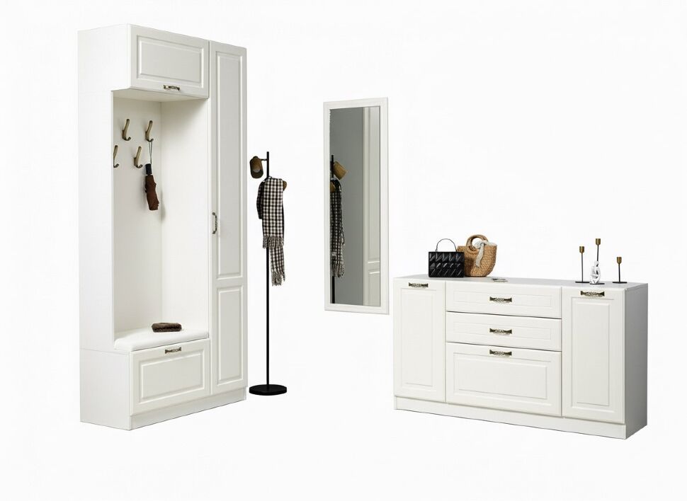 Прихожая Ливерпуль 4 Белый/Ясень ваниль