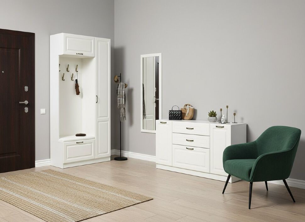 Прихожая Ливерпуль 4 Белый/Ясень ваниль