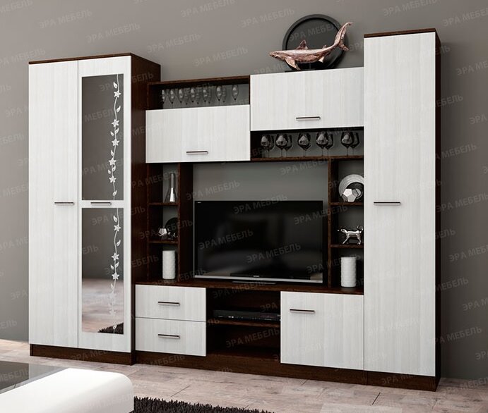 Стенка в гостиную Марта 11 (ЭРА) Венге / Дуб белфорд