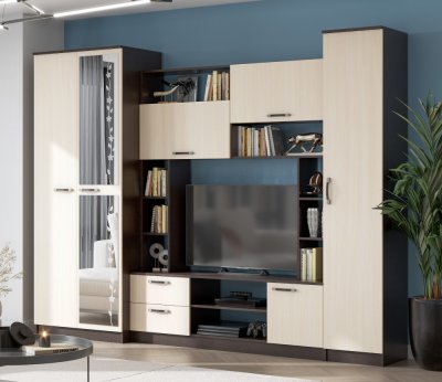 Стенка в гостиную Марта 11 (ЭРА) Венге / Дуб белфорд