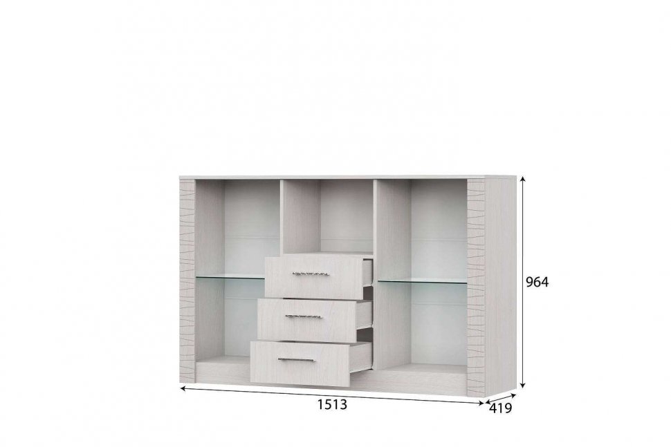 Комод-витрина Гамма (SV-Мебель) Ясень анкор  светлый