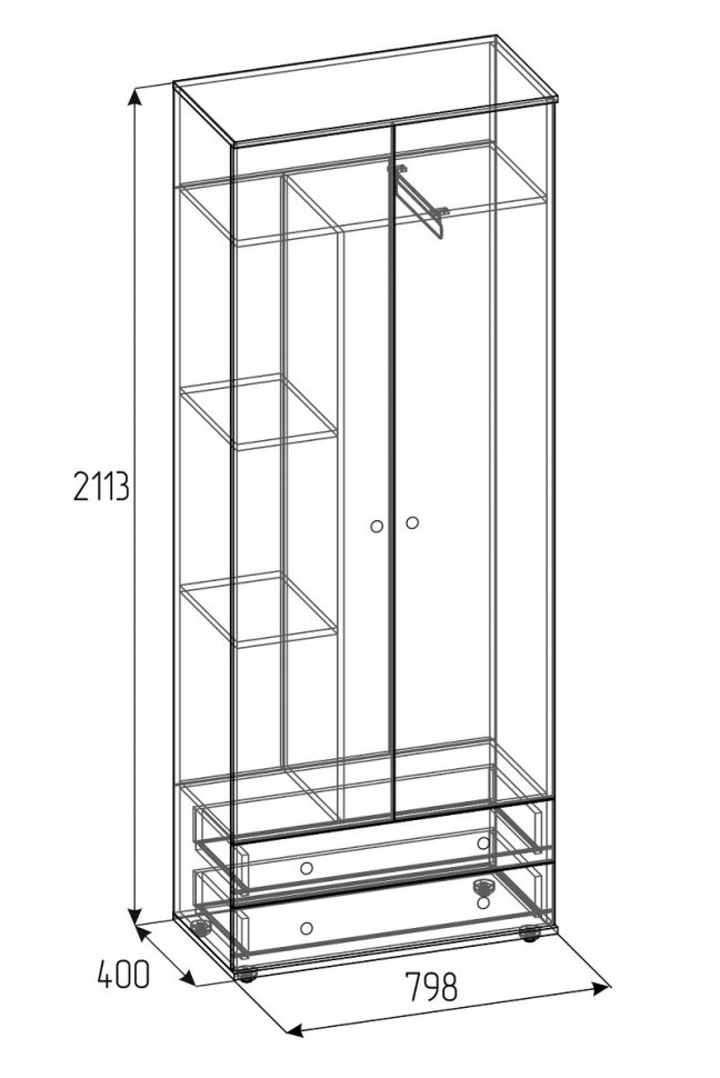 Шкаф для одежды и белья Лойс 92 (Глазов) Белый, Графит