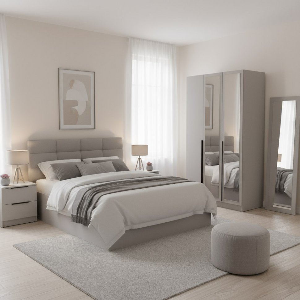 Распашной шкаф с зеркалом Мадрид 1,2, Кашемир