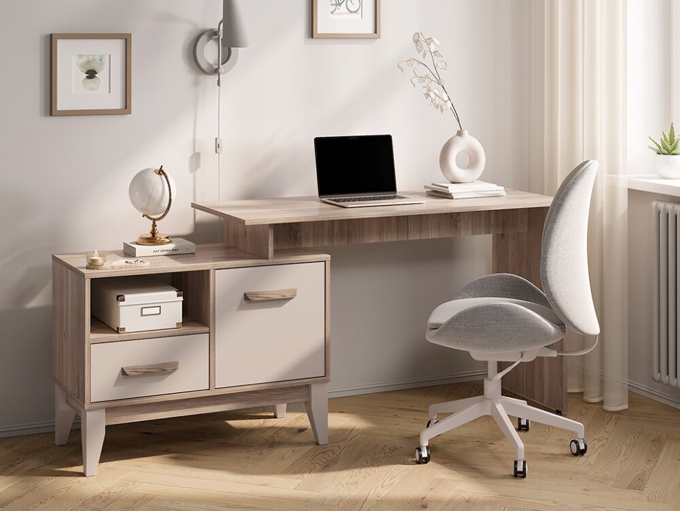 Стол письменный Скандика ПС-02 (Дуб смоки / Кашемир)