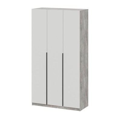 Шкаф распашной ШК 5 (1200), Цемент светлый, Белый шагрень