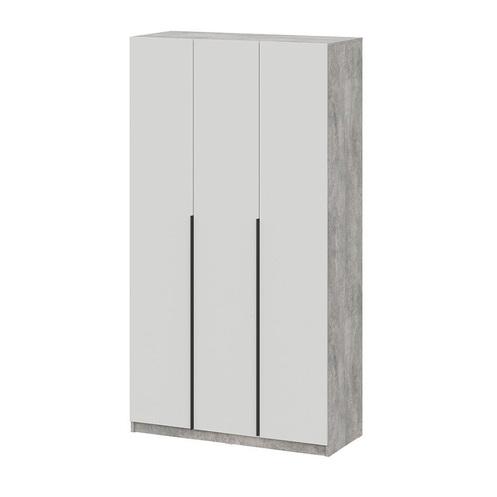 Шкаф распашной ШК 5 (1200), Цемент светлый, Белый шагрень