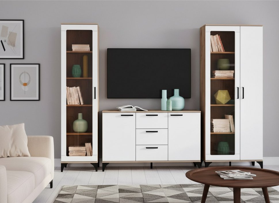 Марсель гостиная комплектация 2 Дуб Крафт табачный/Меренга