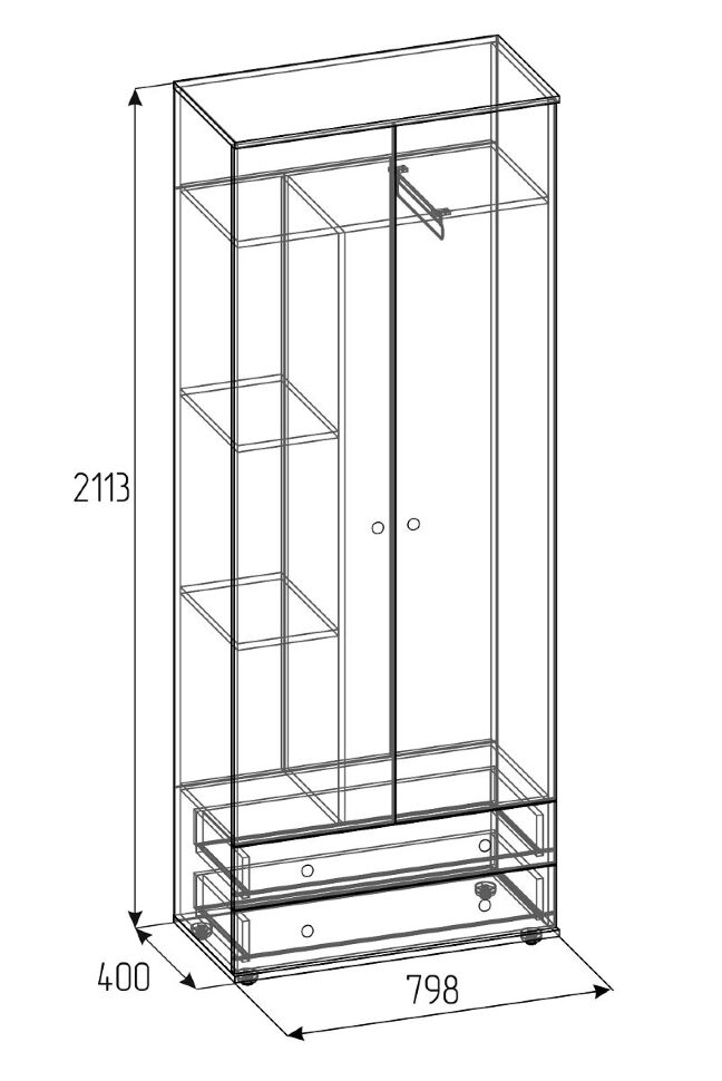 Шкаф для одежды и белья Лойс 92 (Глазов) Графит