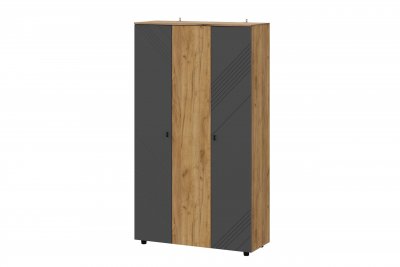 Шкаф трехстворчатый Байкал, Дуб Золотой, Графит