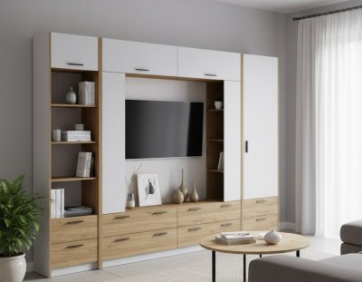 Гостиная Оттавия 1 Белый/Дуб золотой