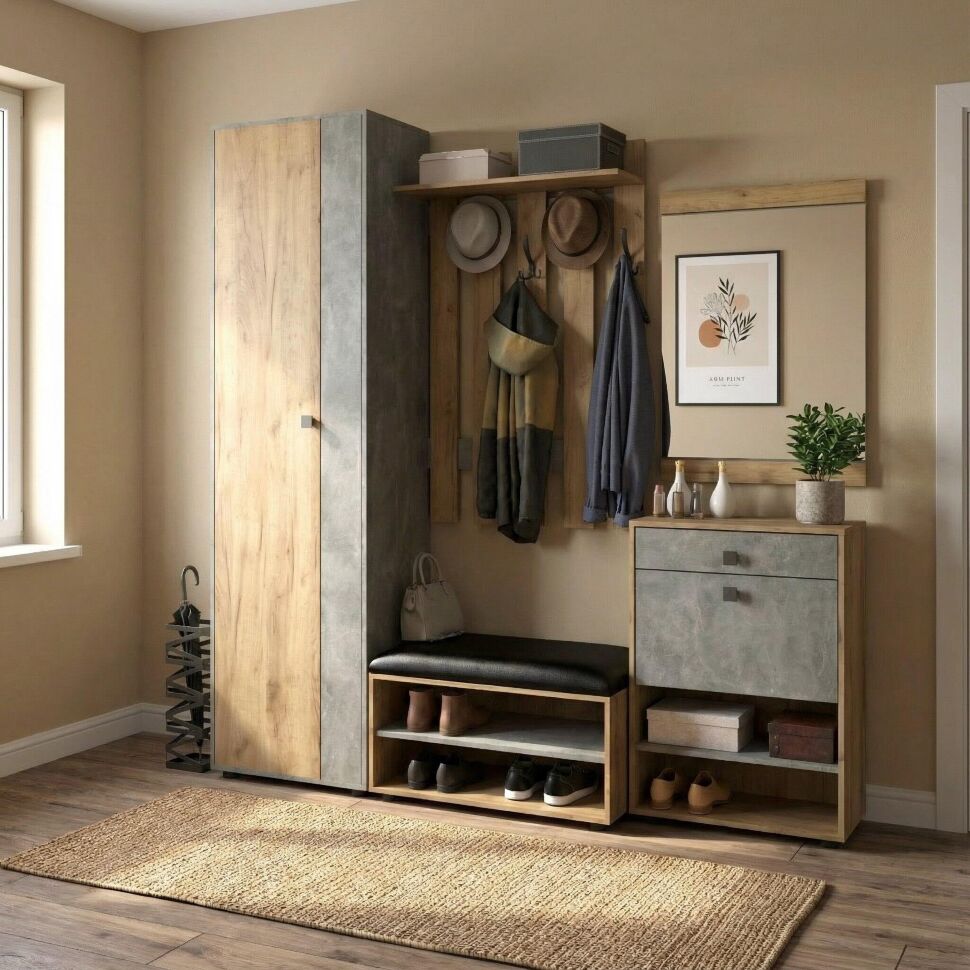 Прихожая мини-лайт компл. 6 дуб крафт/ателье