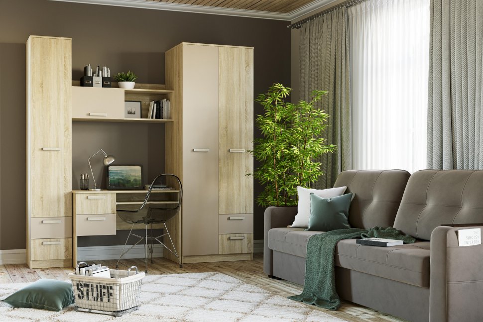 Полка с дверкой НМ 011.38 Акварель Капучино