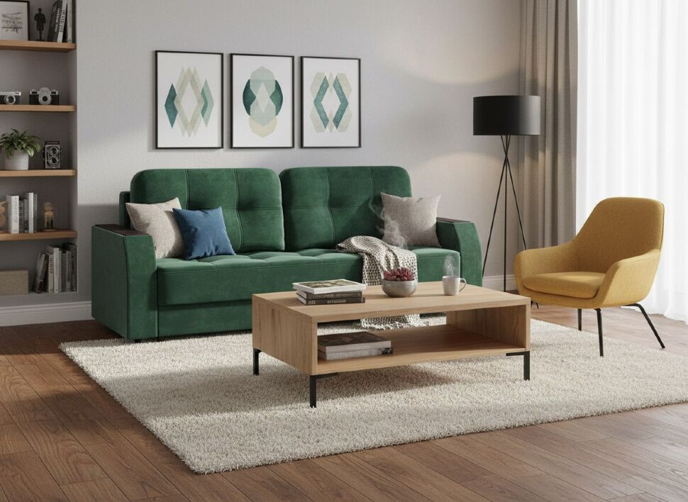 Диван Нью-Йорк 3т Модель 036 / Велюр Ультра форест