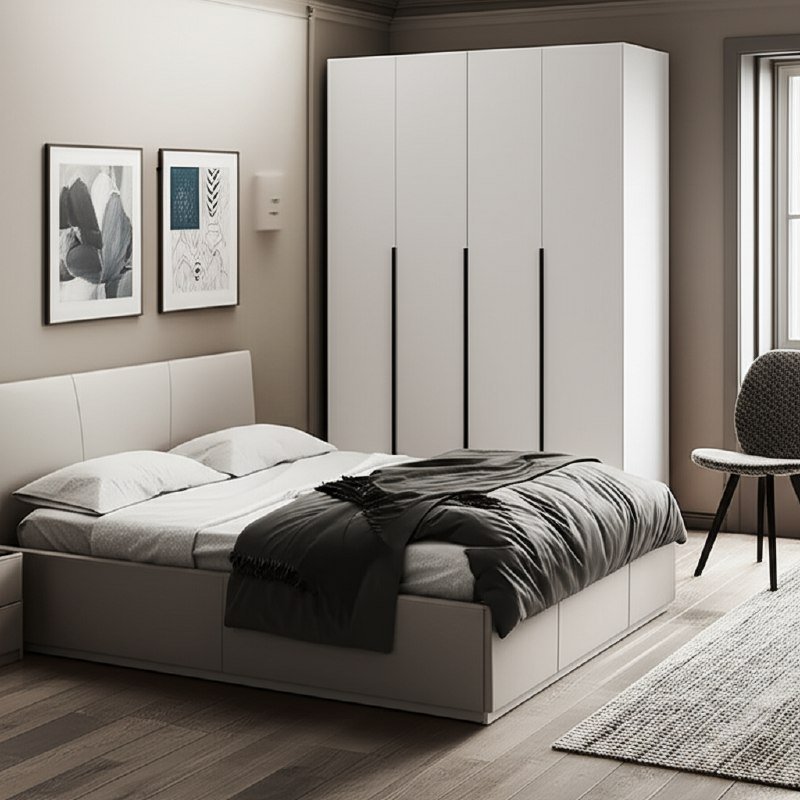 Шкаф распашной (9 полок + штанга) ШК 5 (1600), Белый