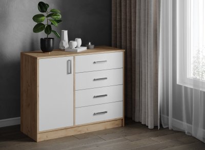 Комод-тумба Катрин-6 (ТЭКС) Дуб Крафт золотой / Белый