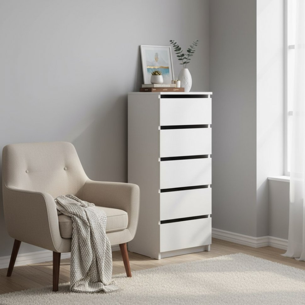 Комод КМ 3, Белый текстурный