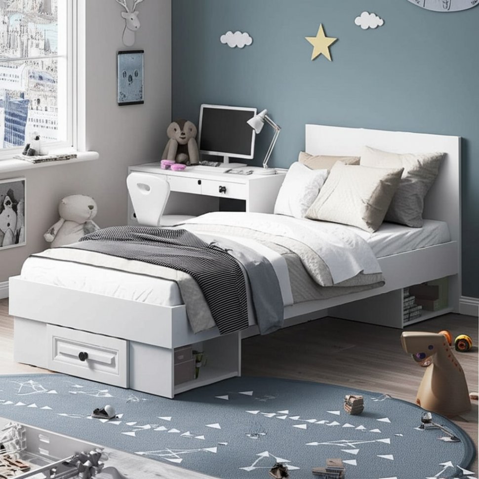 Кровать 90x200 Софт КР-01 (БТС) с ящиком