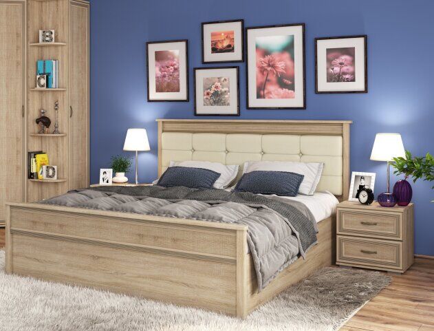 Кровать 140х200 с настилом ЛКР-1 Ливорно (Дуб сонома)