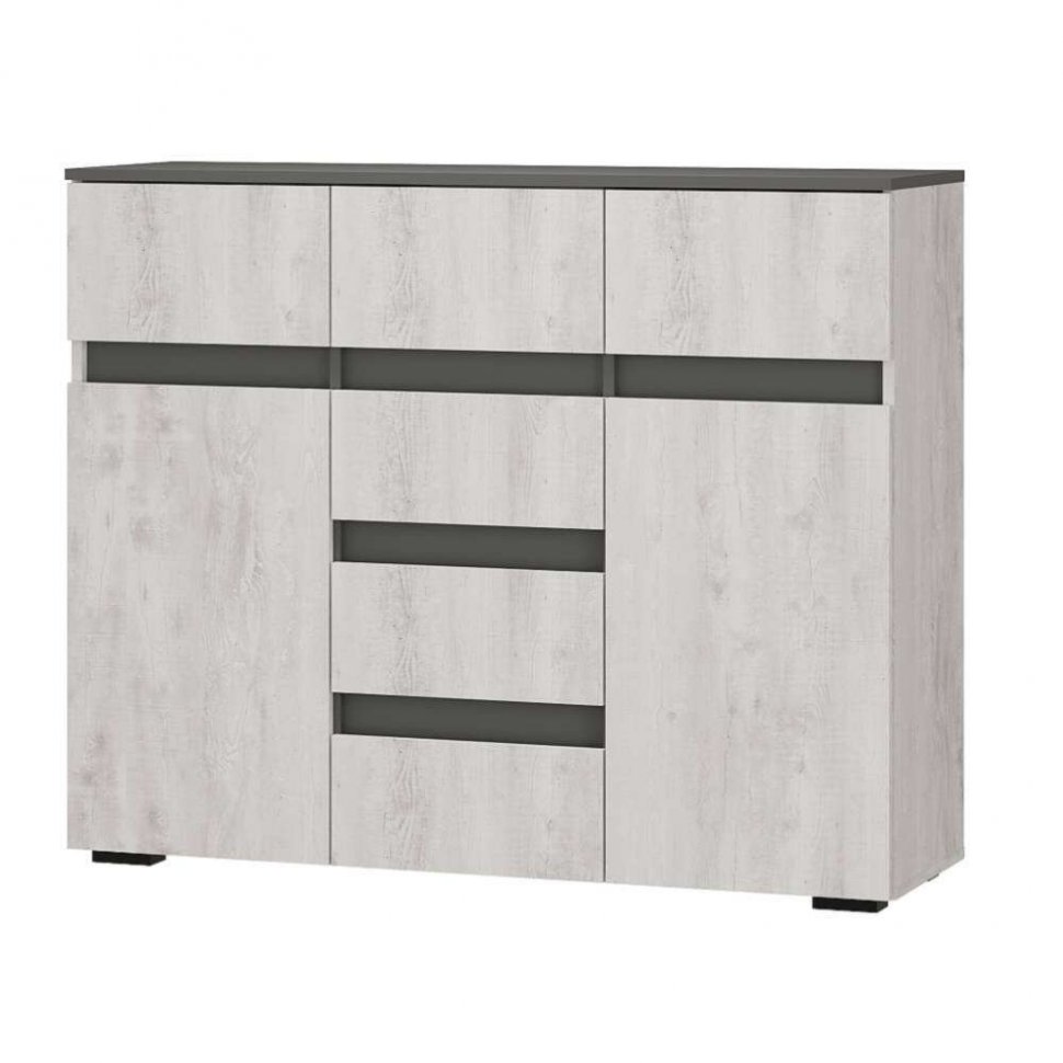 Комод комбинированный Мрия КМ-15, Бетон пайн светлый, графит