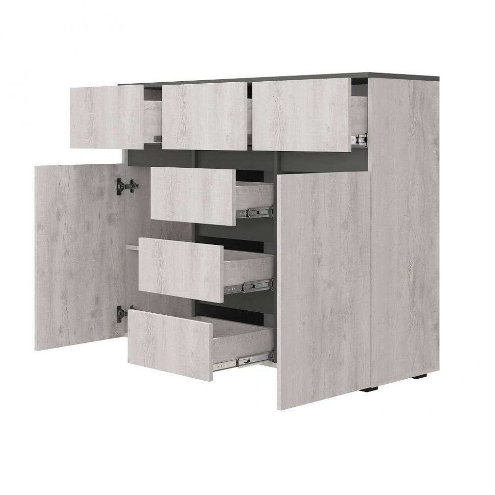 Комод комбинированный Мрия КМ-15, Бетон пайн светлый, графит