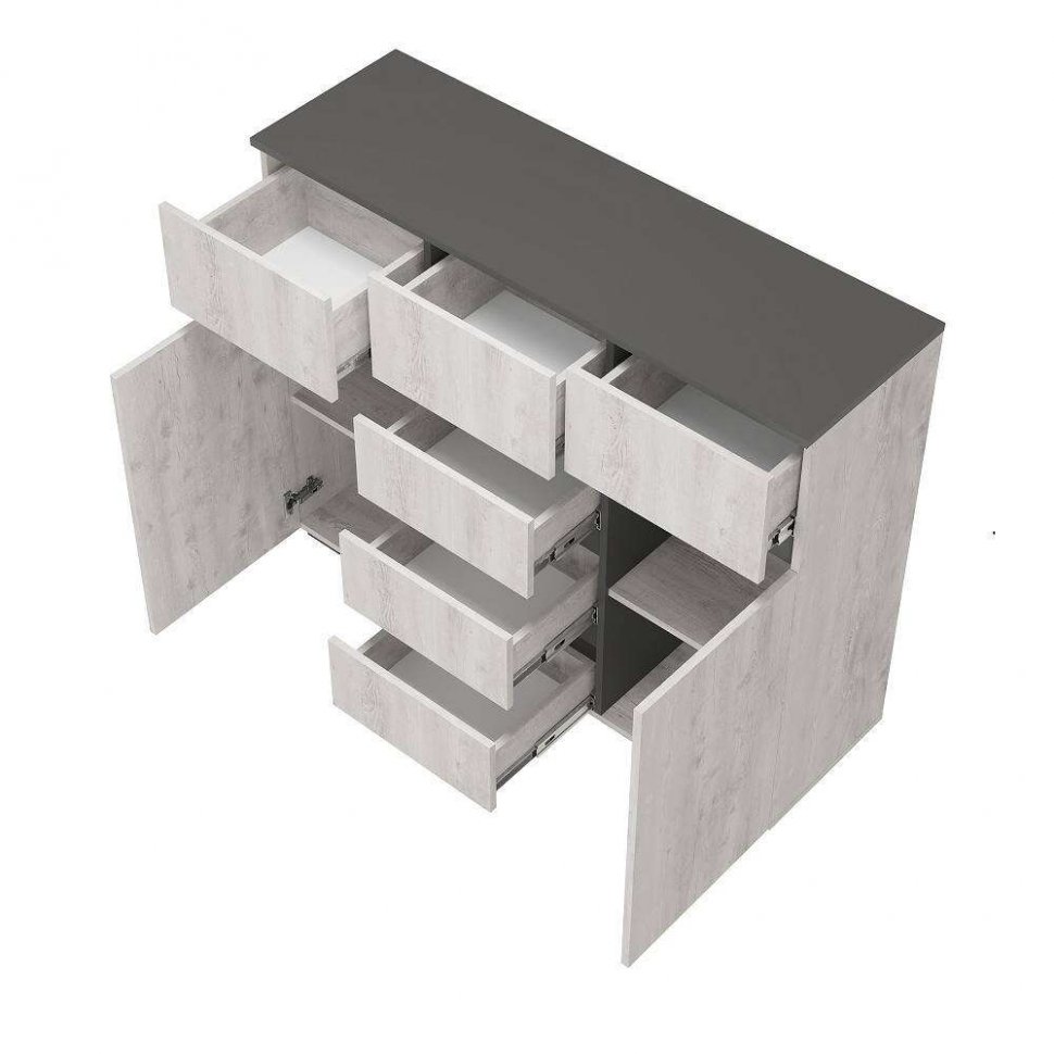 Комод комбинированный Мрия КМ-15, Бетон пайн светлый, графит