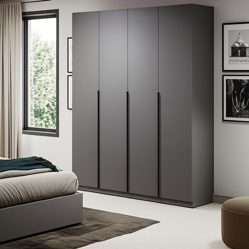 Шкаф распашной (9 полок + штанга) ШК 5 (1600), Графит