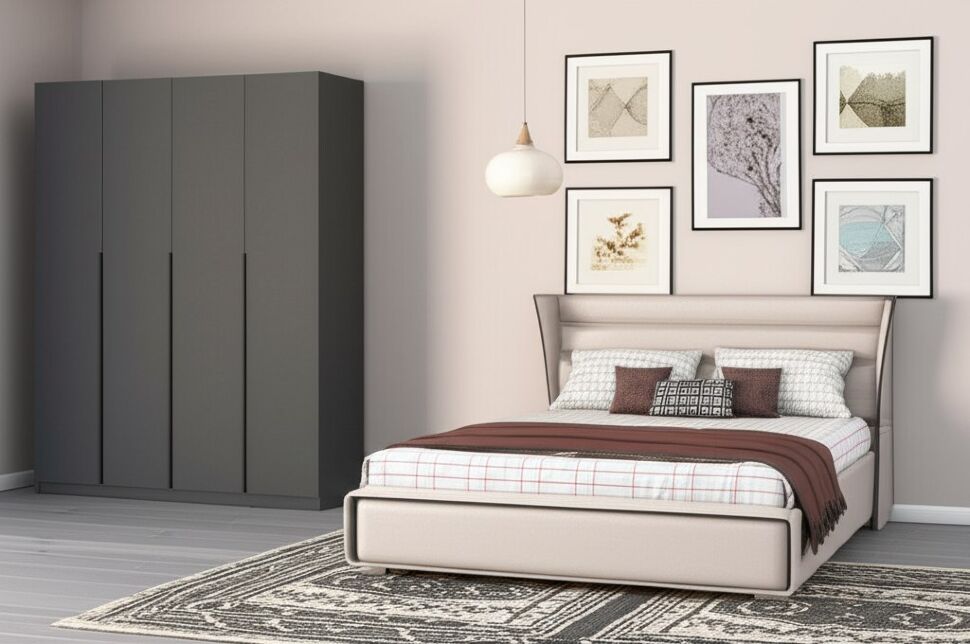 Шкаф распашной (9 полок + штанга) ШК 5 (1600), Графит